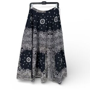 Boston Proper Black Paisley Maxi Bohemian Sequins Skirt 6 Stagecoach Western